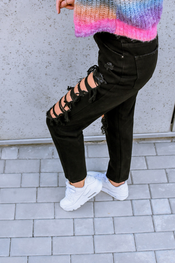 Spodnie jeansowe Lucas z dziurami – czarne 3